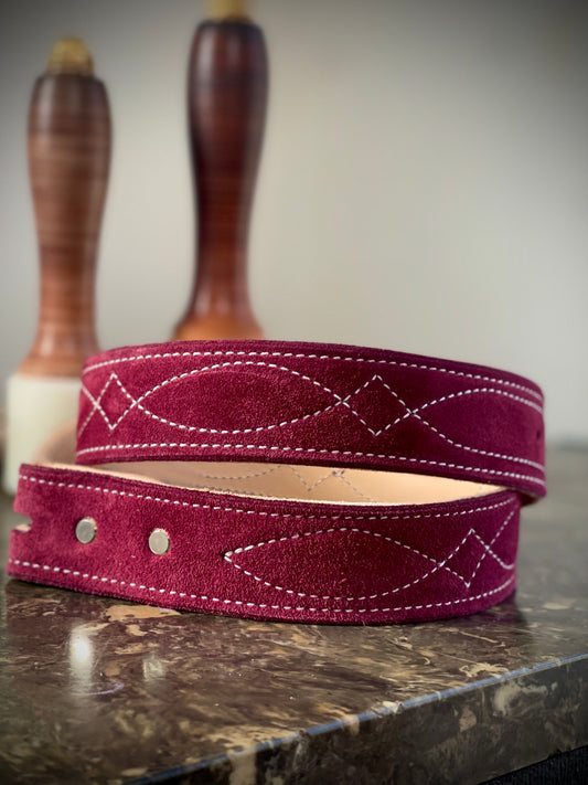 Burgundy Rough Out Belt